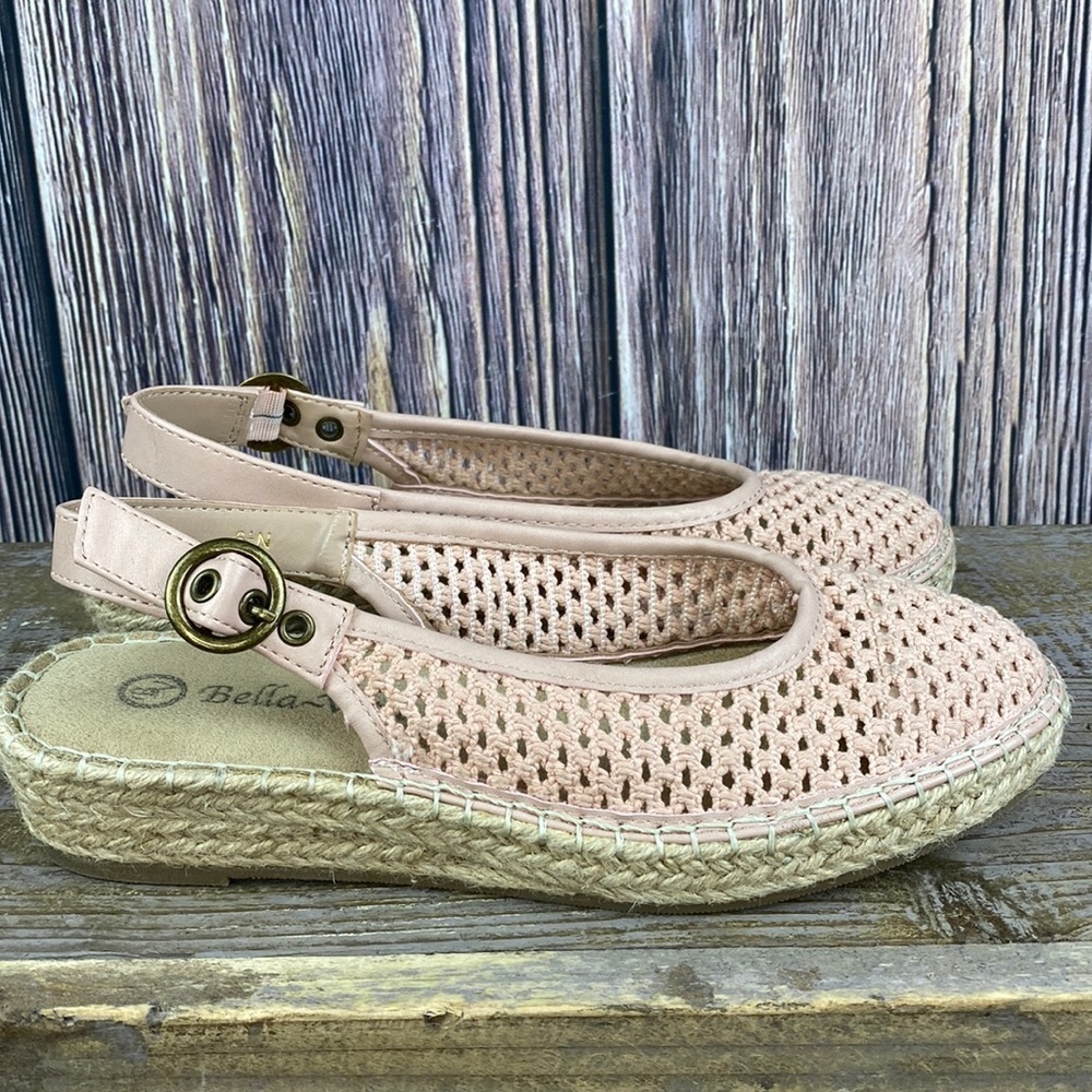 Bella Vita Women's Espadrille Wedge Sling Back Sandal In Blush Crochet- Sz 6.5 N